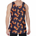 Space Fox Pattern Print Men's Velvet Tank Top