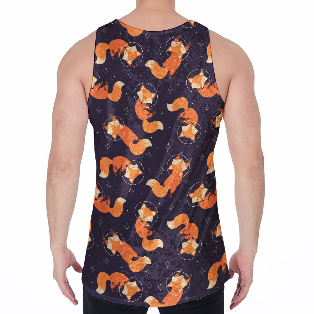 Space Fox Pattern Print Men's Velvet Tank Top