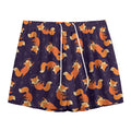 Space Fox Pattern Print Mesh Shorts