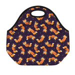 Space Fox Pattern Print Neoprene Lunch Bag