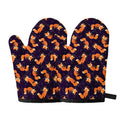 Space Fox Pattern Print Oven Mitts
