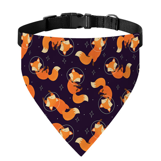 Space Fox Pattern Print Over The Collar Dog Bandana