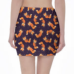 Space Fox Pattern Print Pencil Mini Skirt