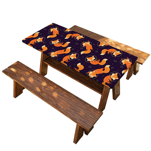 Space Fox Pattern Print Picnic Table Cover