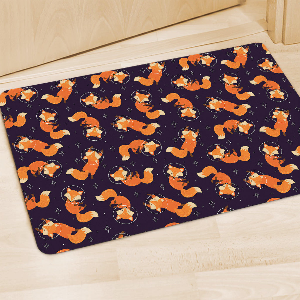 Space Fox Pattern Print Polyester Doormat