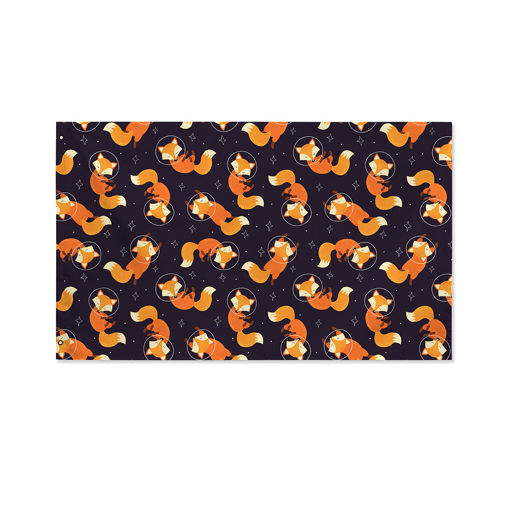 Space Fox Pattern Print Polyester Flag