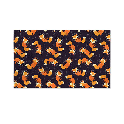 Space Fox Pattern Print Polyester Flag
