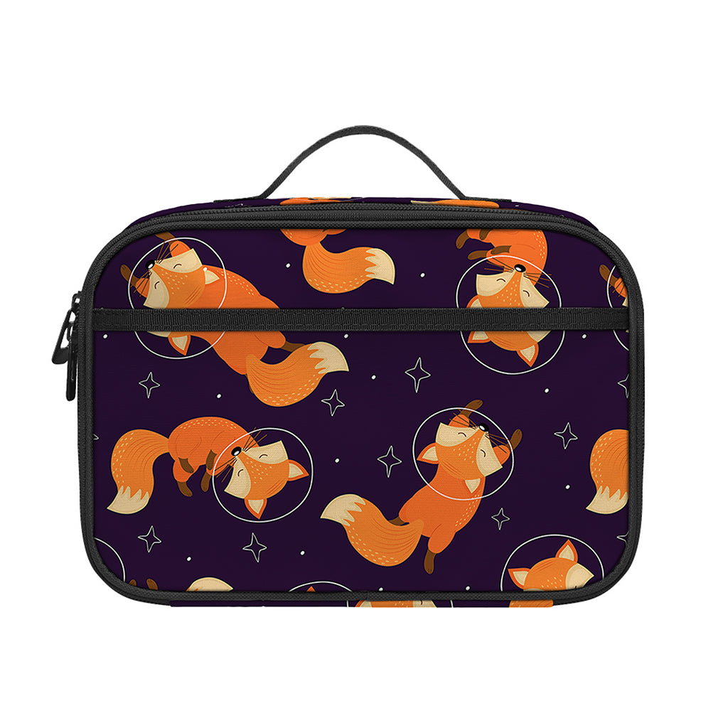 Space Fox Pattern Print Portable Lunch Bag