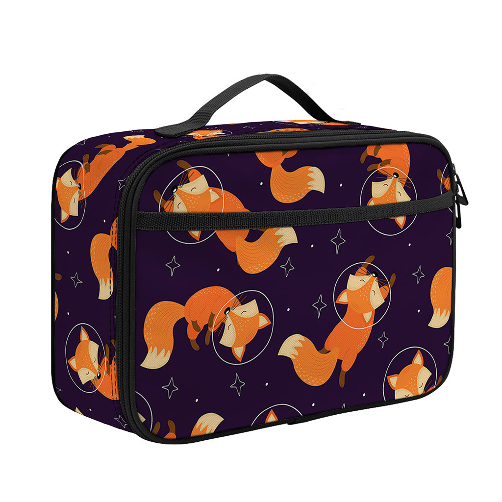Space Fox Pattern Print Portable Lunch Bag
