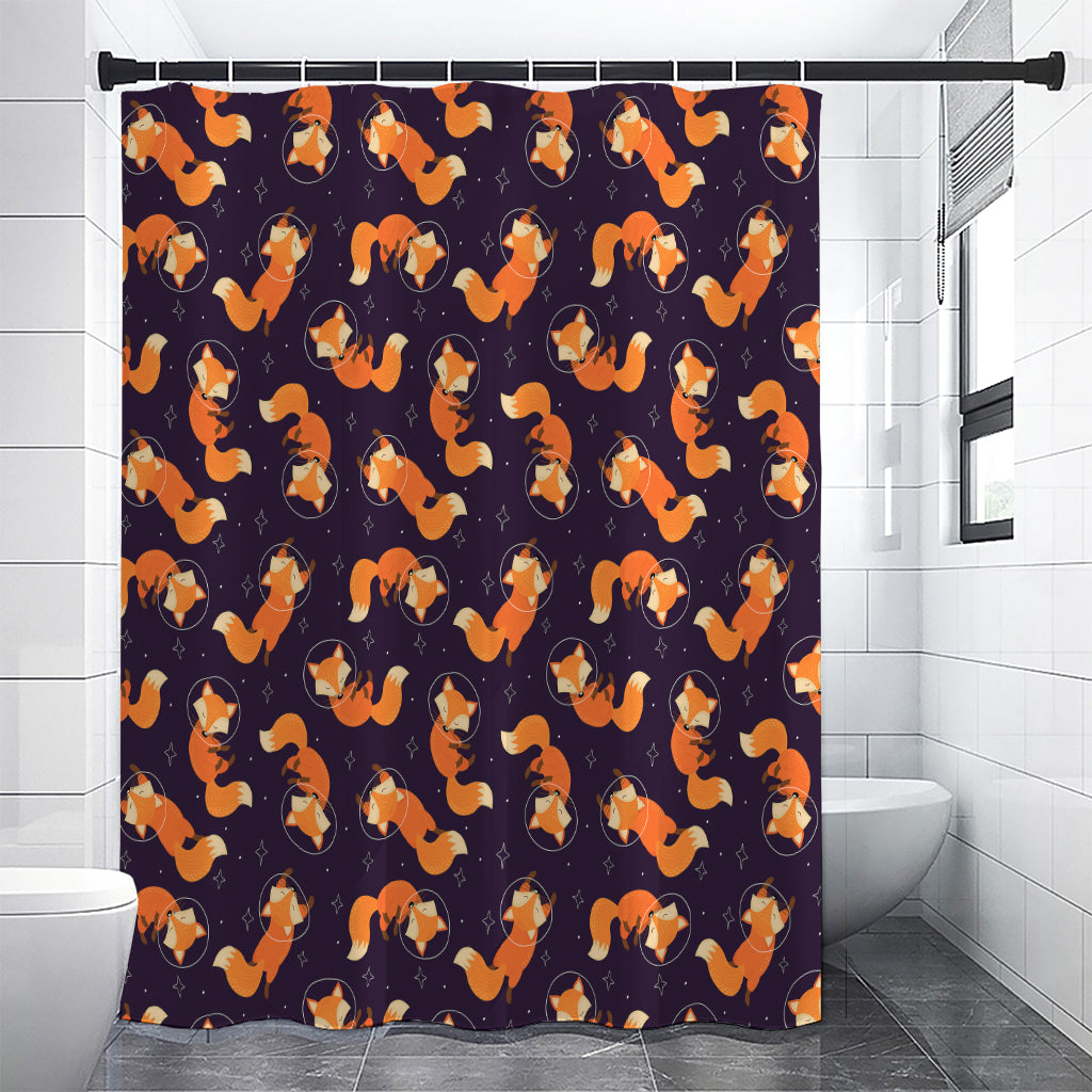 Space Fox Pattern Print Premium Shower Curtain