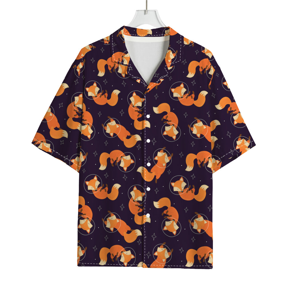 Space Fox Pattern Print Rayon Hawaiian Shirt