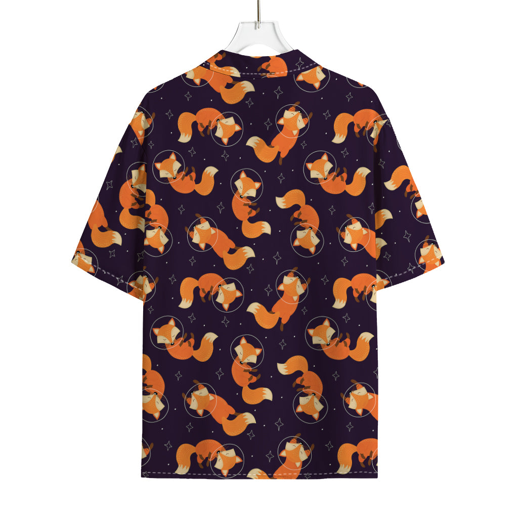 Space Fox Pattern Print Rayon Hawaiian Shirt