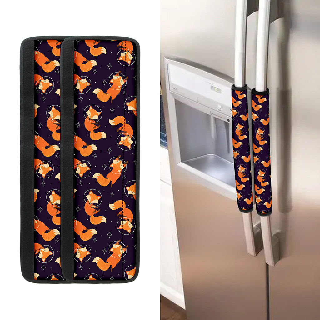 Space Fox Pattern Print Refrigerator Handle Covers
