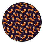 Space Fox Pattern Print Round Floor Mat
