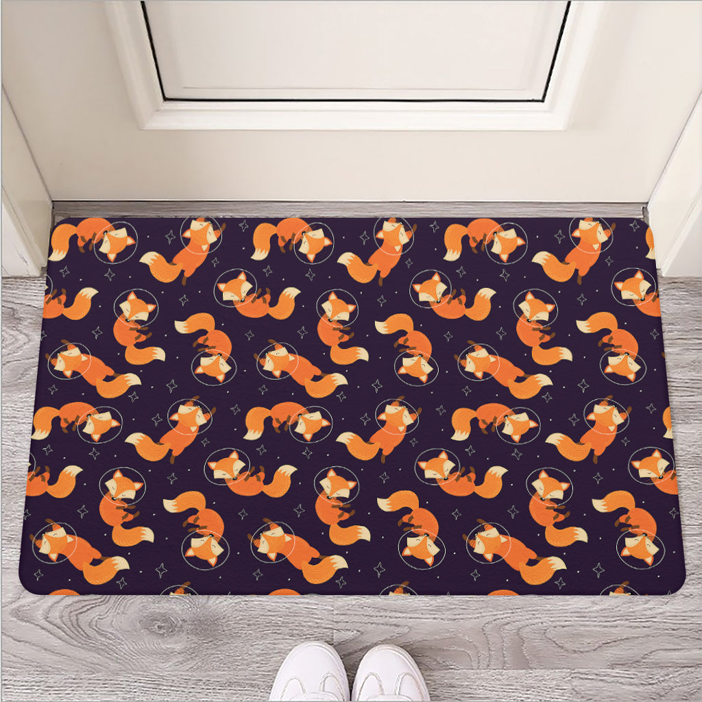 Space Fox Pattern Print Rubber Doormat