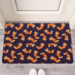 Space Fox Pattern Print Rubber Doormat