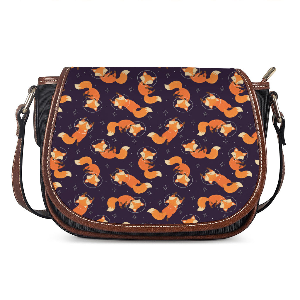 Space Fox Pattern Print Saddle Bag