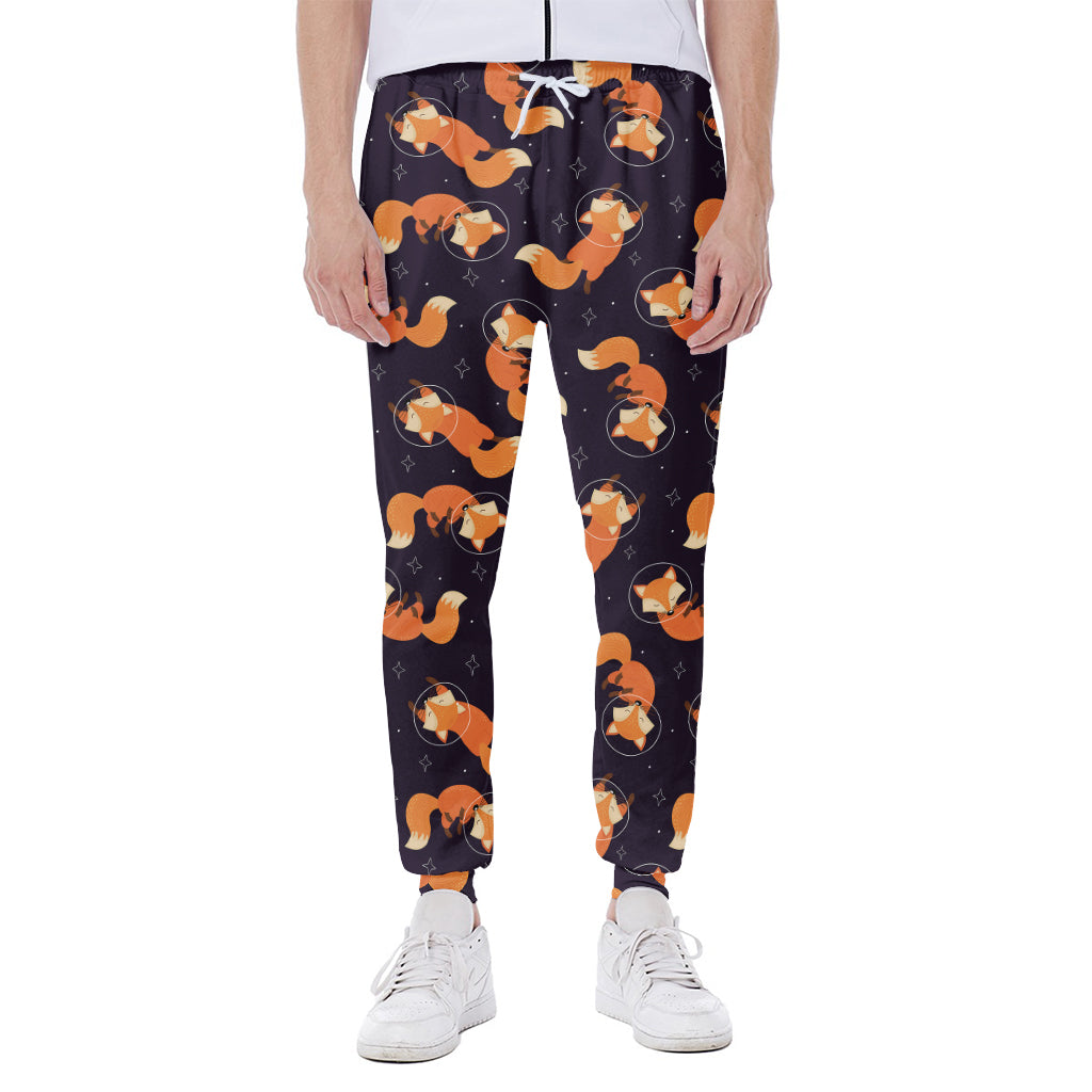 Space Fox Pattern Print Scuba Joggers