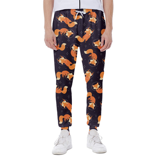 Space Fox Pattern Print Scuba Joggers