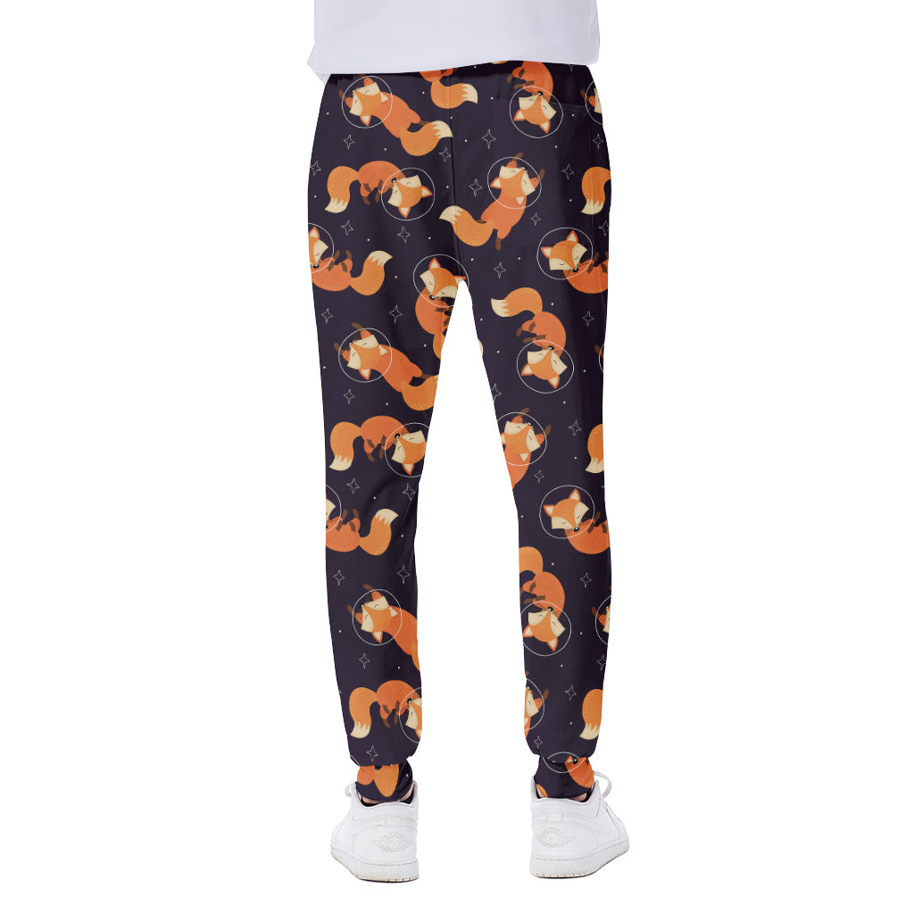 Space Fox Pattern Print Scuba Joggers