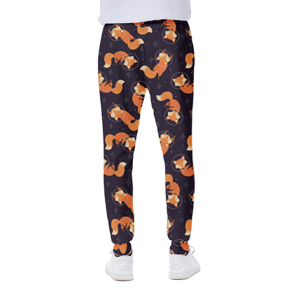 Space Fox Pattern Print Scuba Joggers