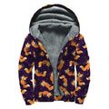 Space Fox Pattern Print Sherpa Lined Zip Up Hoodie