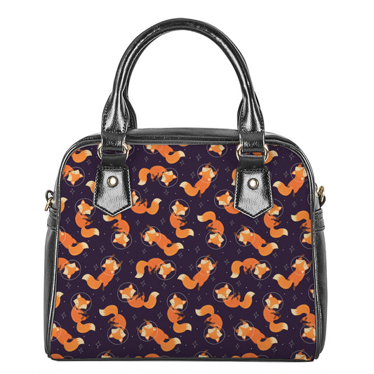 Space Fox Pattern Print Shoulder Handbag