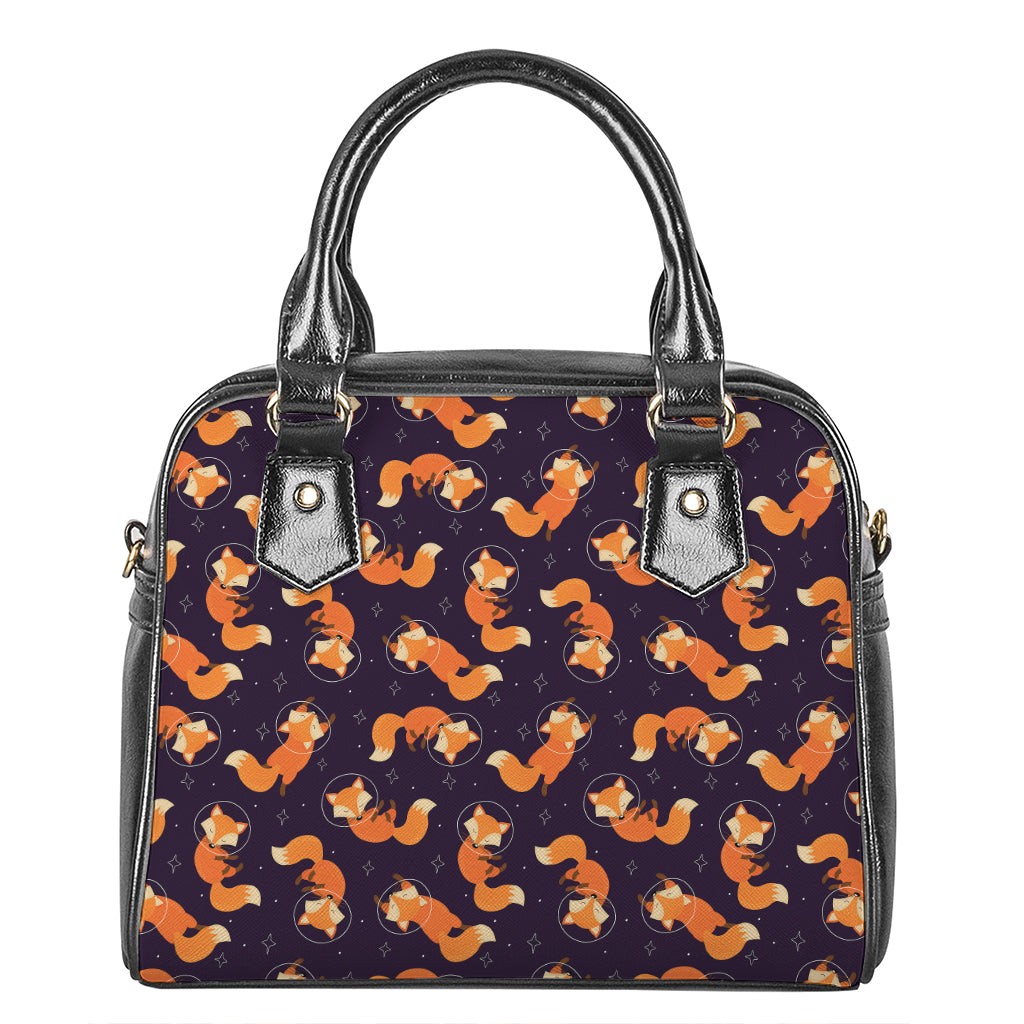 Space Fox Pattern Print Shoulder Handbag