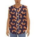 Space Fox Pattern Print Sleeveless Baseball Jersey