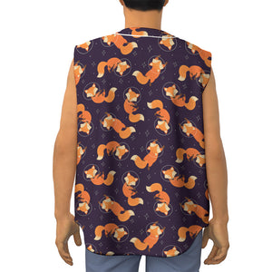 Space Fox Pattern Print Sleeveless Baseball Jersey