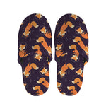 Space Fox Pattern Print Slippers