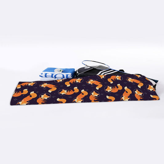 Space Fox Pattern Print Sports Towel