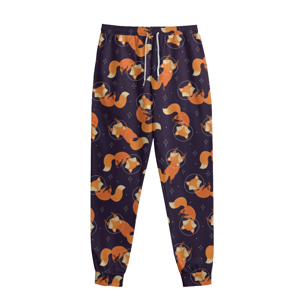 Space Fox Pattern Print Sweatpants