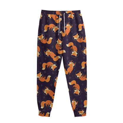 Space Fox Pattern Print Sweatpants