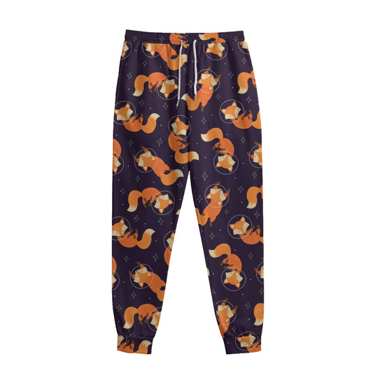 Space Fox Pattern Print Sweatpants