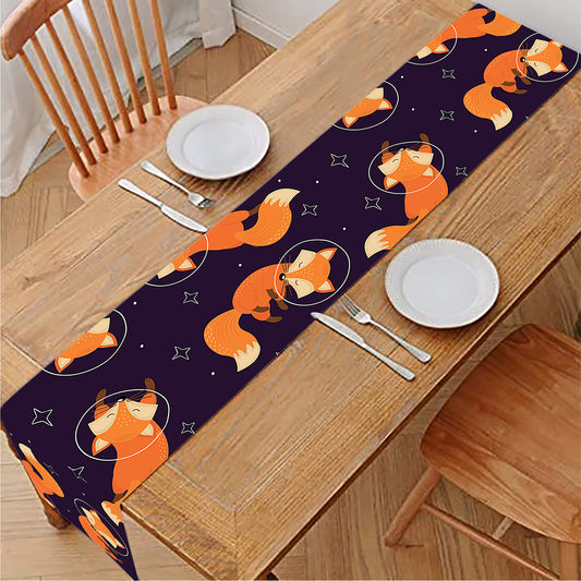Space Fox Pattern Print Table Runner