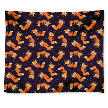 Space Fox Pattern Print Tapestry