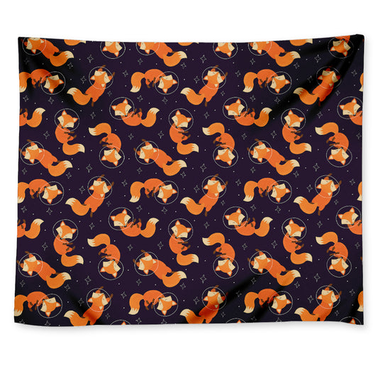 Space Fox Pattern Print Tapestry