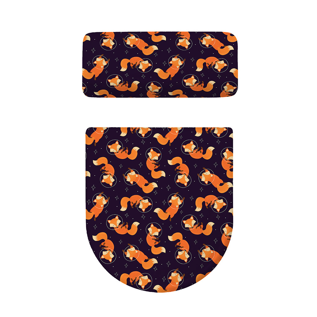 Space Fox Pattern Print Toilet Lid And Tank Cover Set