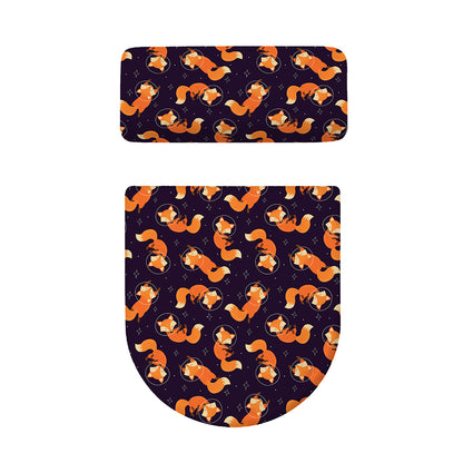 Space Fox Pattern Print Toilet Lid And Tank Cover Set