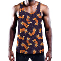 Space Fox Pattern Print Men's Workout Tank Top