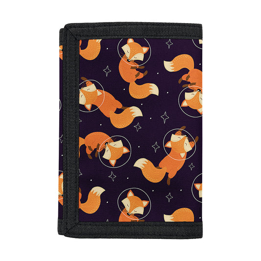 Space Fox Pattern Print Trifold Wallet
