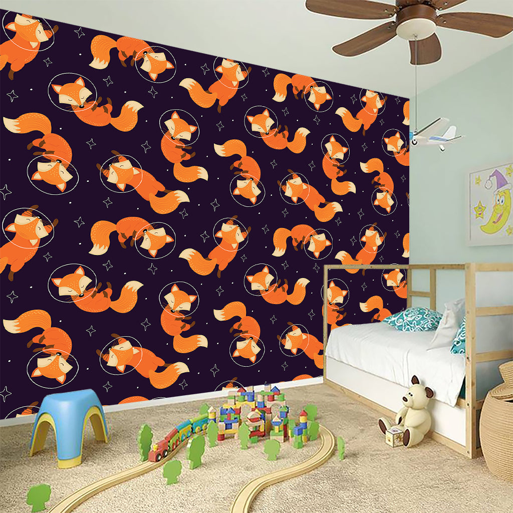 Space Fox Pattern Print Wall Sticker