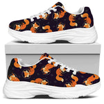 Space Fox Pattern Print White Chunky Shoes