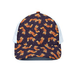 Space Fox Pattern Print White Mesh Trucker Cap