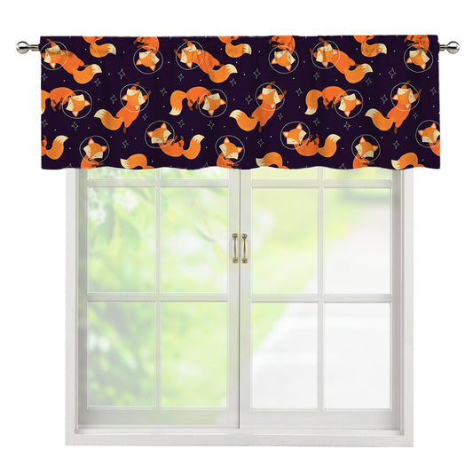 Space Fox Pattern Print Window Valance