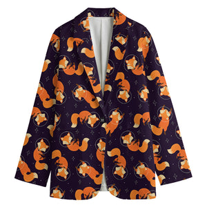 Space Fox Pattern Print Women's Blazer