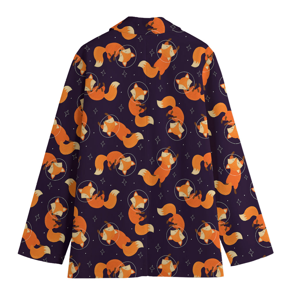 Space Fox Pattern Print Women's Blazer