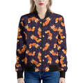 Space Fox Pattern Print Women's Bomber Jacket