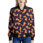 Space Fox Pattern Print Women's Bomber Jacket